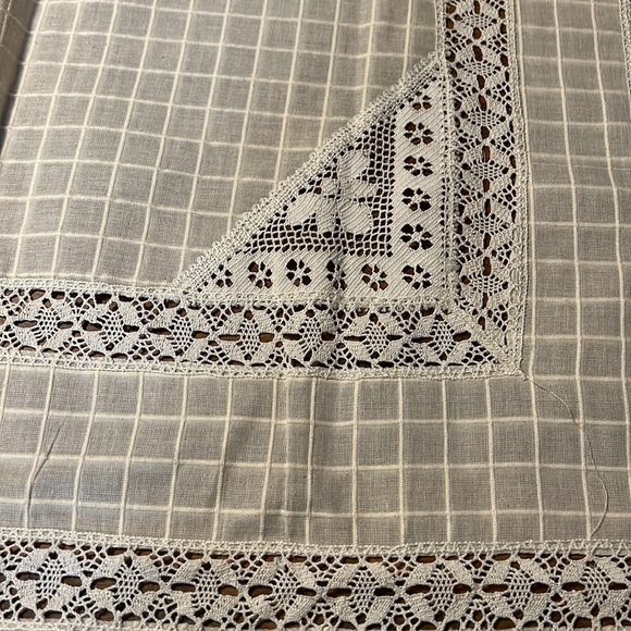 Cotton Cream Crochet, machine, Square TableCloth, 62” - Picture 2 of 11